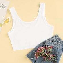 Romwe Thick Strap Solid Crop Top
