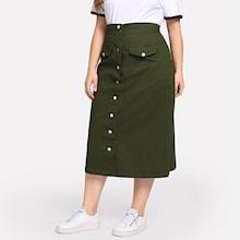 Romwe Plus Button Decoration Skirt