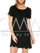 Romwe Black Short Sleeve Straight Dress