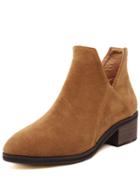 Romwe Brown Pointy Cut Out Boots
