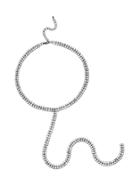 Romwe Silver Rhinestone Chain Choker Necklace