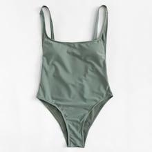 Romwe Low Back Adjustable Straps One Piece Swimsuit
