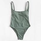 Romwe Low Back Adjustable Straps One Piece Swimsuit