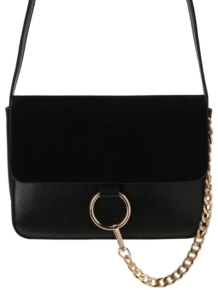 Romwe Black Magnetic Chain Embellished Bag