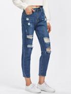 Romwe Distressing Ankle Jeans