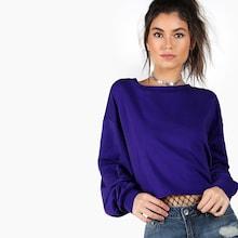 Romwe Drop Shoulder Solid Crop Pullover