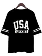 Romwe Varsity Print Black T-shirt