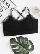 Romwe Contrast Lace Crop Top