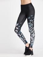 Romwe Active Butterfly Print Gym Leggings