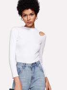 Romwe Cut Out Shoulder Tee
