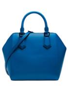 Romwe Blue Zipper Pu Shoulder Bag