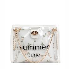 Romwe Slogan Print Clear Bag With Inner Embroidered Bag