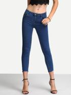 Romwe Frayed Skinny Ankle Jeans