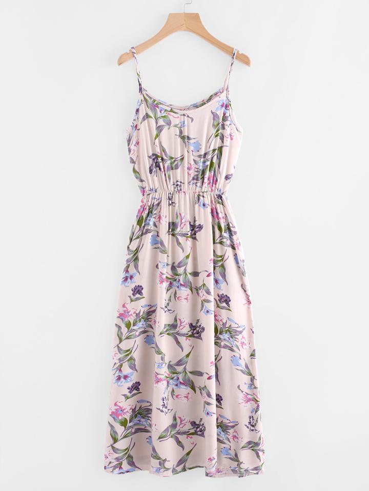 Romwe Botanical Print Cami Dress