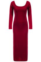 Romwe Backless Slim Wine Red Dress