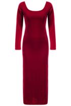 Romwe Backless Slim Wine Red Dress