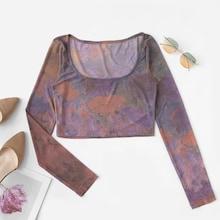 Romwe Tie Dye Square Neck Crop Tee