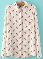 Romwe Feather Print Loose Blouse