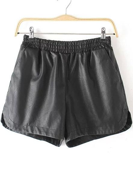 Romwe Elastic Waist Slit Side Shorts