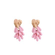 Romwe Heart Bead Tassel Drop Earrings