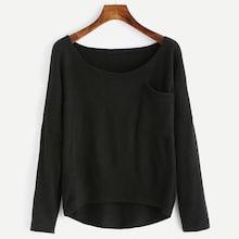Romwe Front Pocket High Low Tee