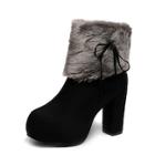 Romwe Contrast Faux Fur Zipper Boots