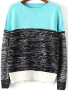Romwe Long Sleeve Knit Blue Sweater