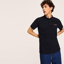 Romwe Guys Glasses Embroidered Polo Shirt