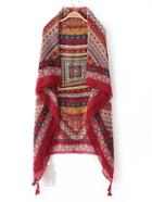Romwe Multicolor Asymmetric Tassel Vintage Scarf