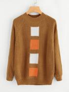 Romwe Geo Pattern Raglan Sleeve Jumper