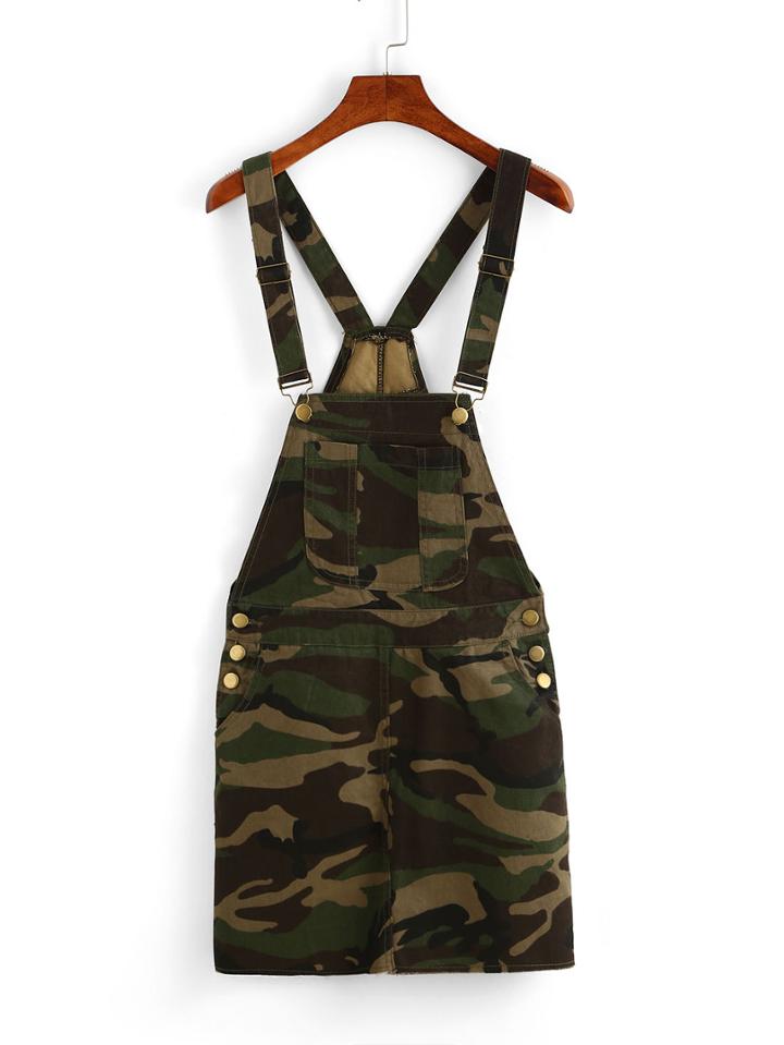 Romwe Camouflage Print Pinafore Dress