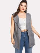 Romwe Heathered Twill Sleeveless Blazer
