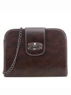 Romwe Folded Turnlock Strap Chain Bag - Dark Brown