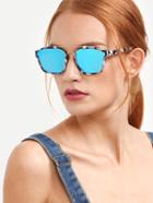 Romwe Multicolor Frame Blue Lenses Sunglasses
