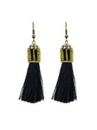 Romwe Black Ethnic Long Tassel Hanging Earrings For Women