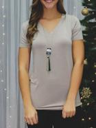 Romwe V Neck Tight Grey T-shirt