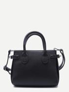 Romwe Black Pu Zipper Closure Handbag With Strap
