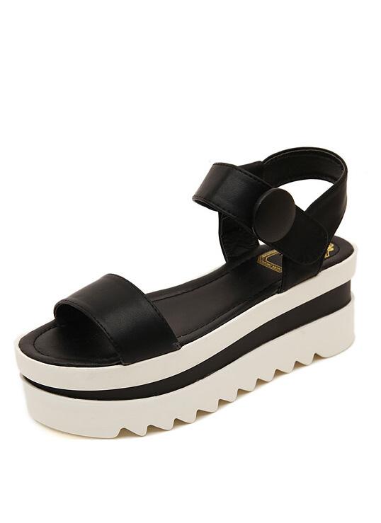 Romwe Black Hidden Platform Casual Sandals