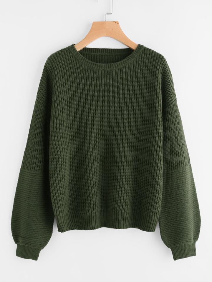 Romwe Drop Shoulder Puff Sleeve Jumper