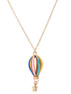 Romwe Multicolor Hot Air Balloon Hollow Out Pendant Necklace
