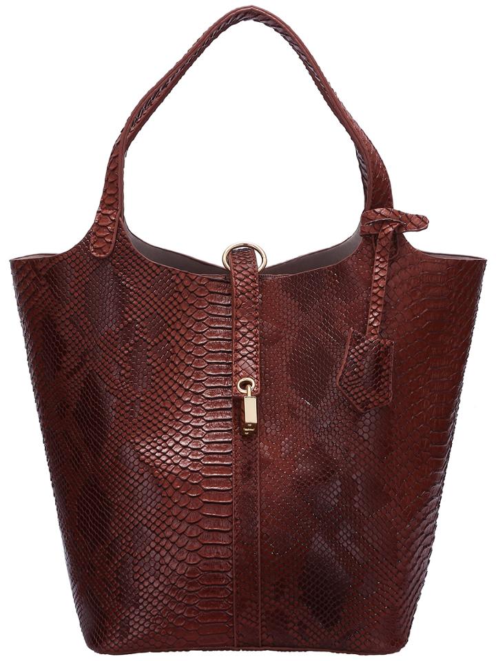 Romwe Brown Crocodile Two Piece Shoulder Bag