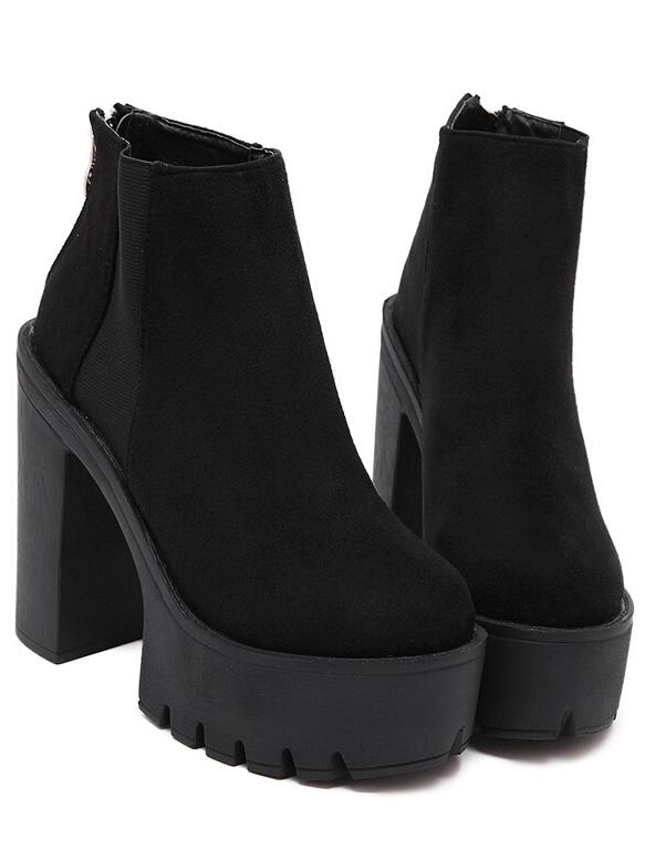Romwe Black Thick-soled Elastic Boots