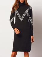 Romwe Turtleneck Chevron Print Sweater Dress
