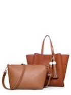 Romwe 2 Pcs Two Tone Tassel Bags Set