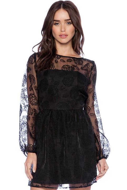 Romwe Sheer Mesh Flare Dress