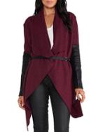 Romwe Drape Front Belt Coat