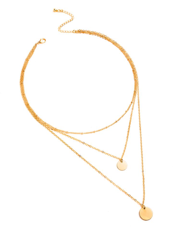 Romwe Sequin Pendant Multi-layer Chain Necklace