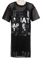 Romwe Short Sleeve Letters Print Black Dress