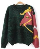 Romwe Bull Print Loose Knit Sweater