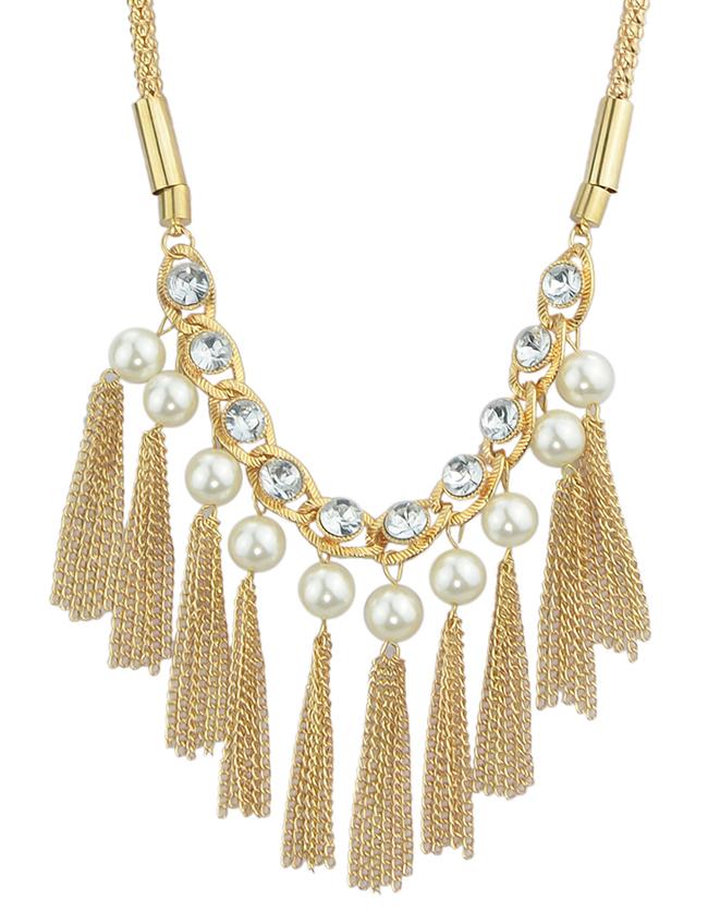 Romwe Gold Plated Chain Long Tassel Necklace
